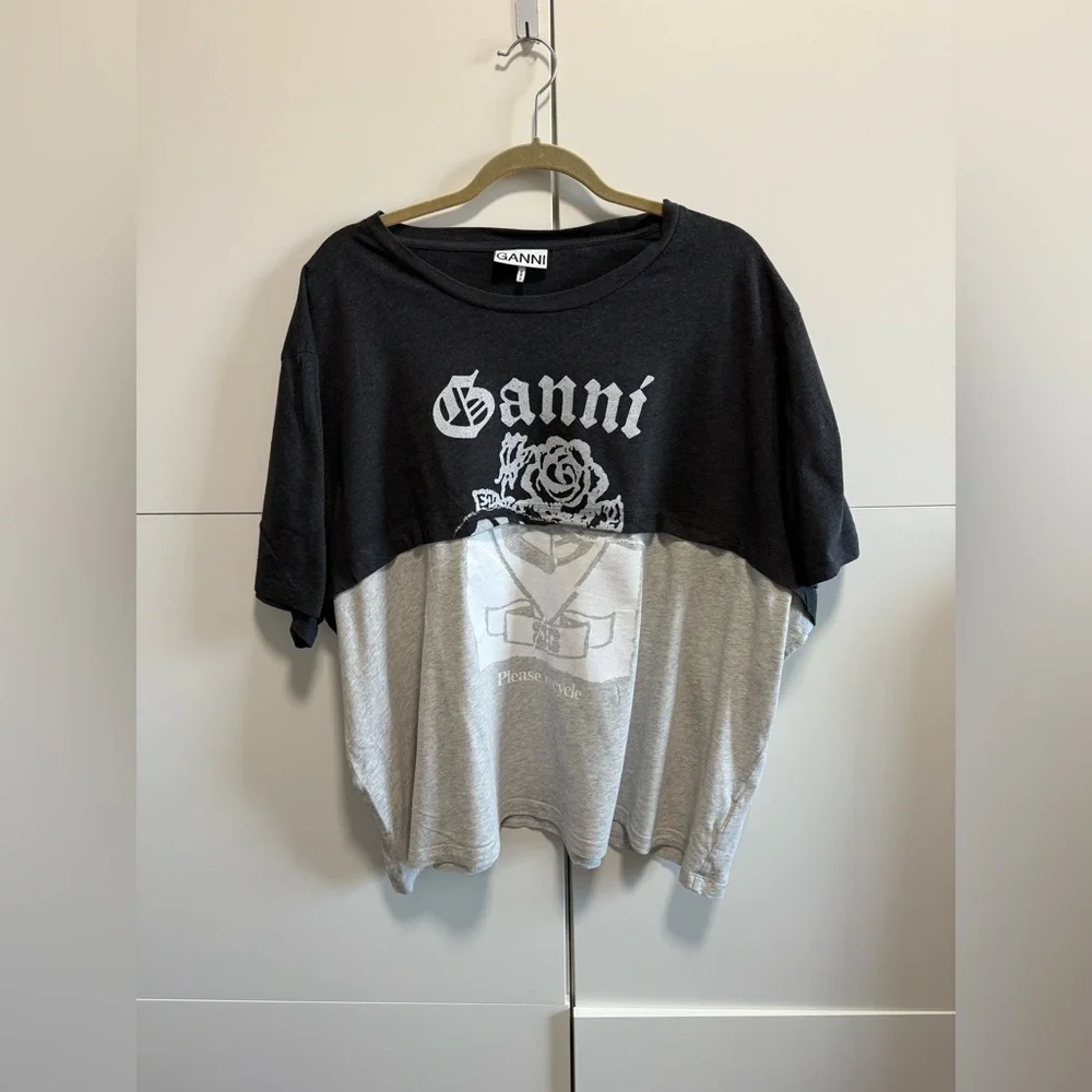 Ganni Basic Jersey Re-cut T-shirt - Phantom - Picture 2 of 5